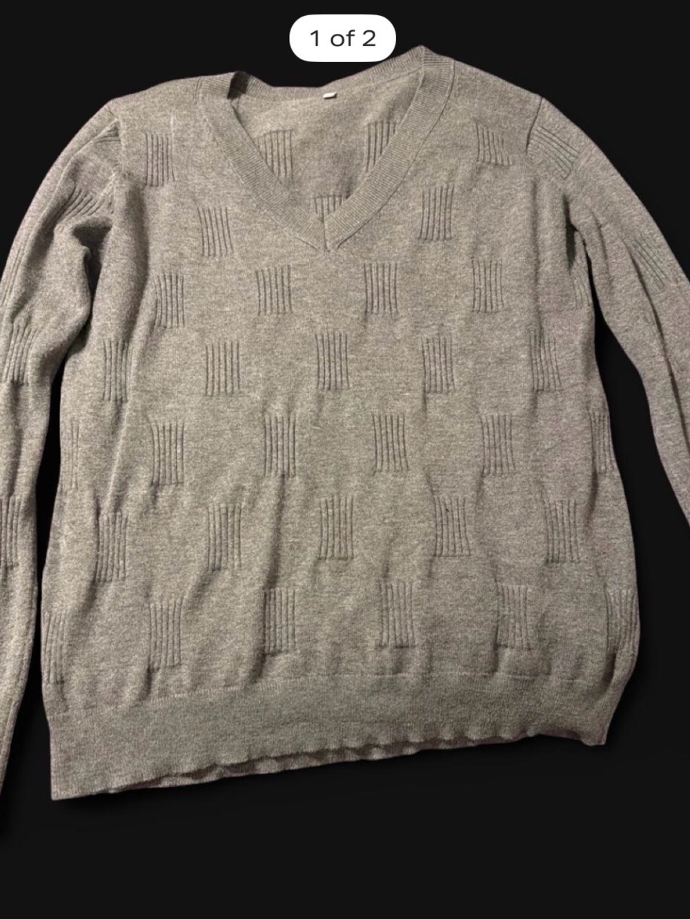 Women’s Gray V-Neck Sweater - Soft Knit Pullover